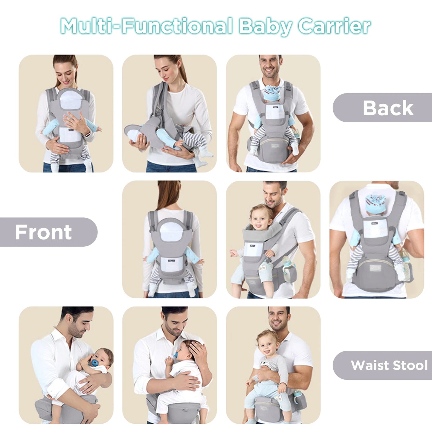 4-in-1 Ergonomic Baby Carrier with Hip Seat