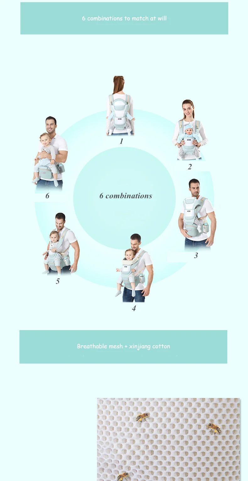 4-in-1 Ergonomic Baby Carrier with Hip Seat