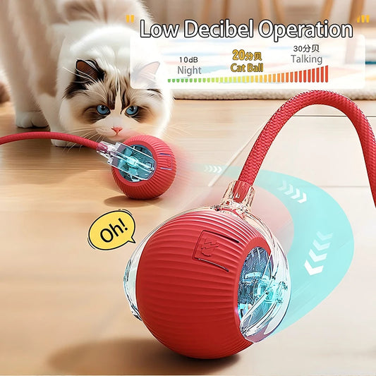 Rechargeable Interactive Pet Rolling Ball Toy with Faux Tail