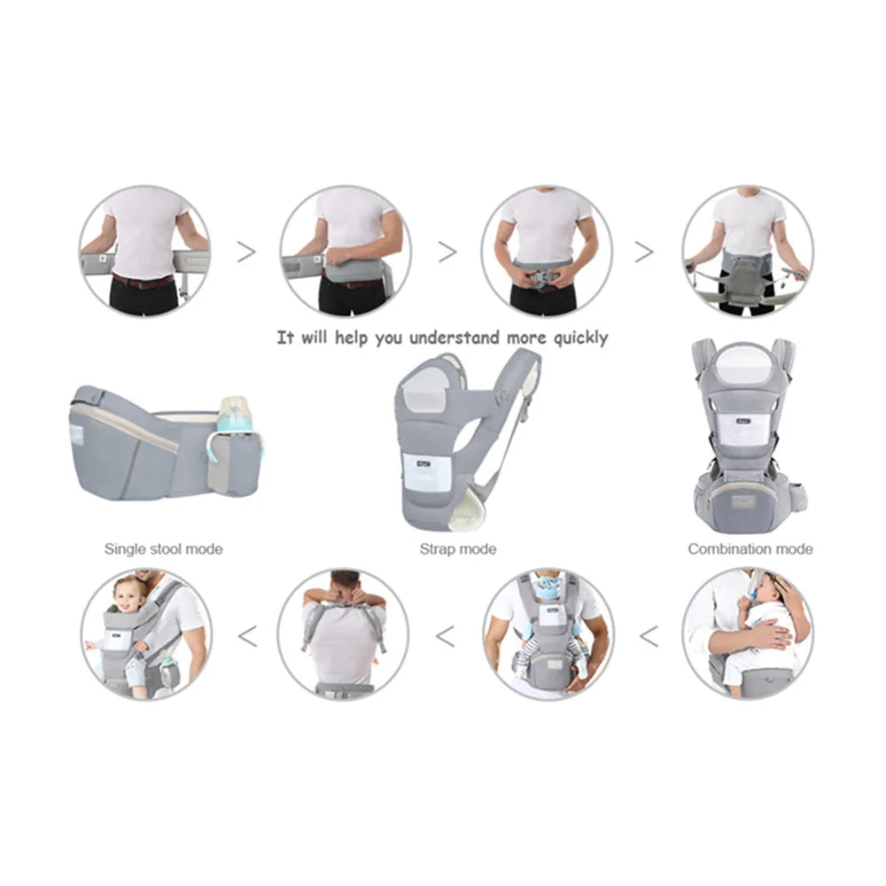 4-in-1 Ergonomic Baby Carrier with Hip Seat