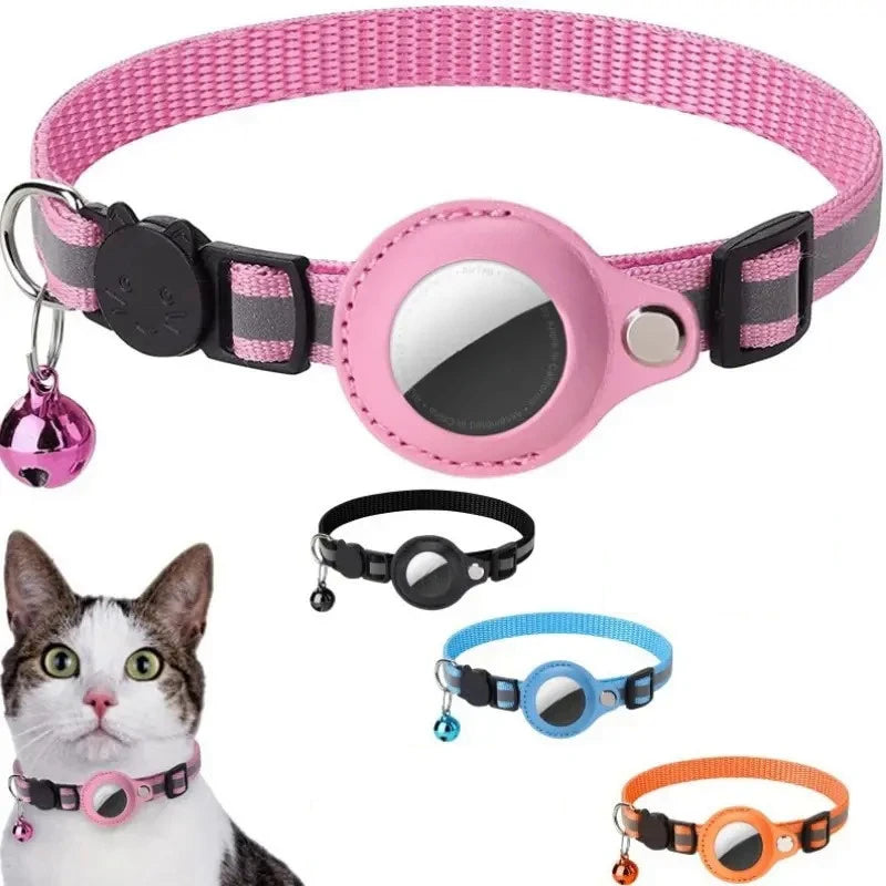 Adjustable AirTag Cat Collar with Bell & Reflective Design