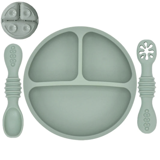 Silicone Baby Suction Plate & Spoon Feeding Set
